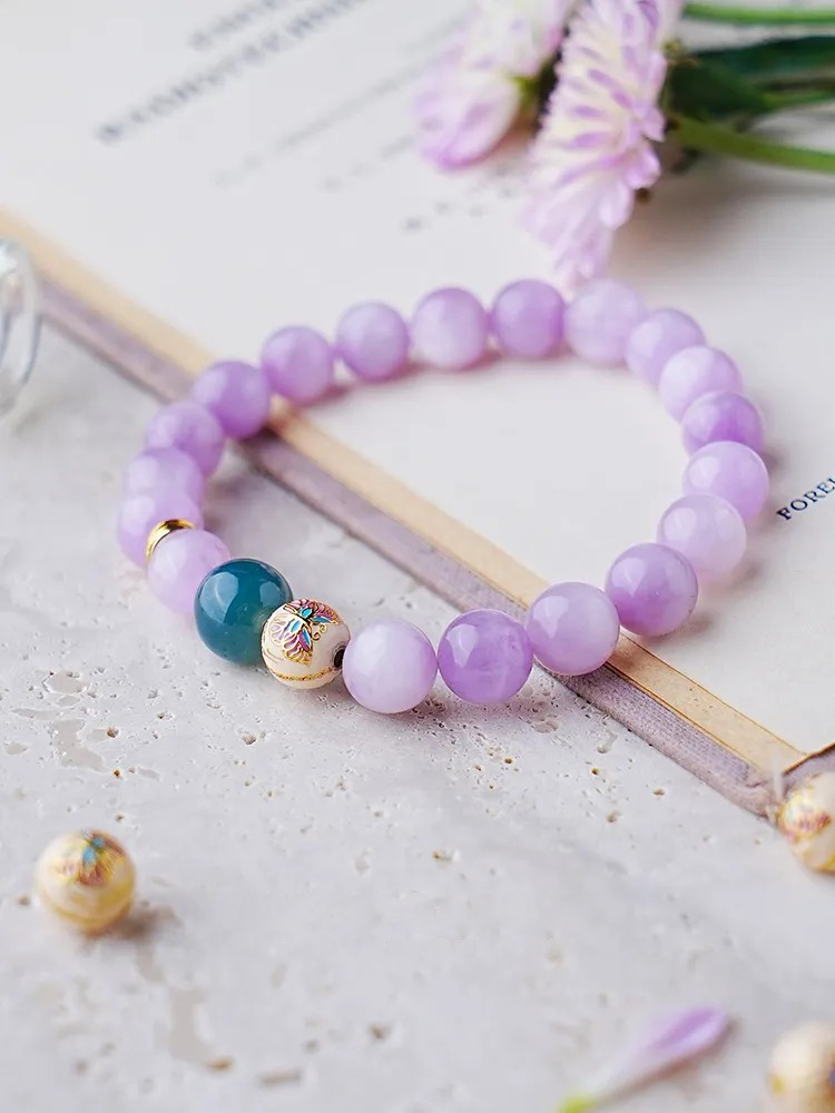 PURPLE CLOUD TERRACE Bracelet|Handmade New Chinese style Jewelry|Kunzite, Blue Water Jadeite,Silver|