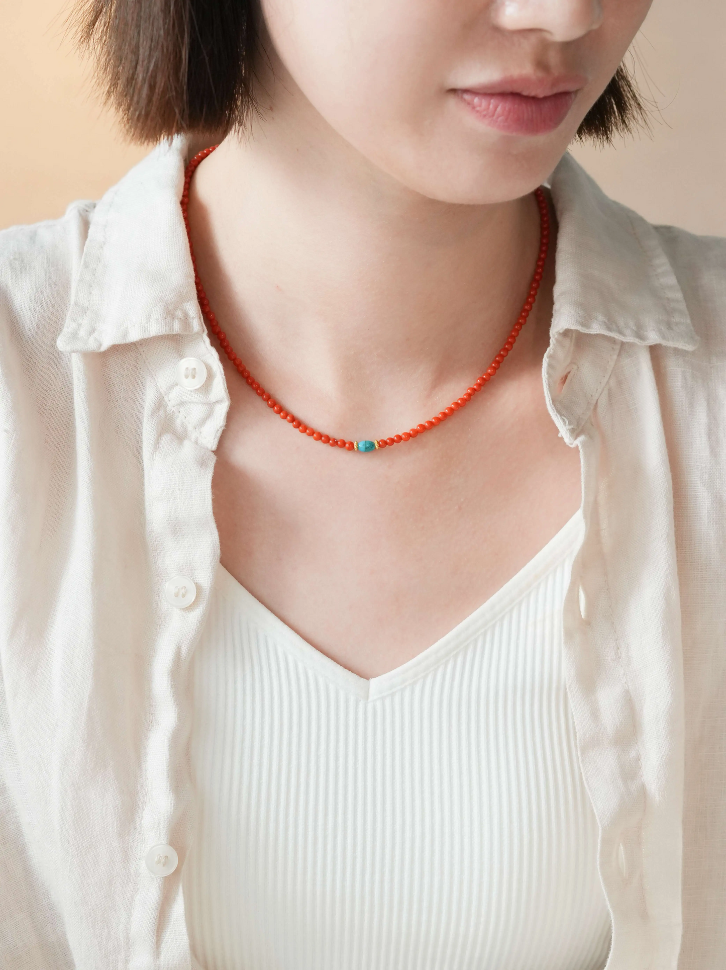 PERSIMMON RED Necklace|Handmade New Chinese style Jewelry|Southern Red Agate, Turquoise,Sliver|