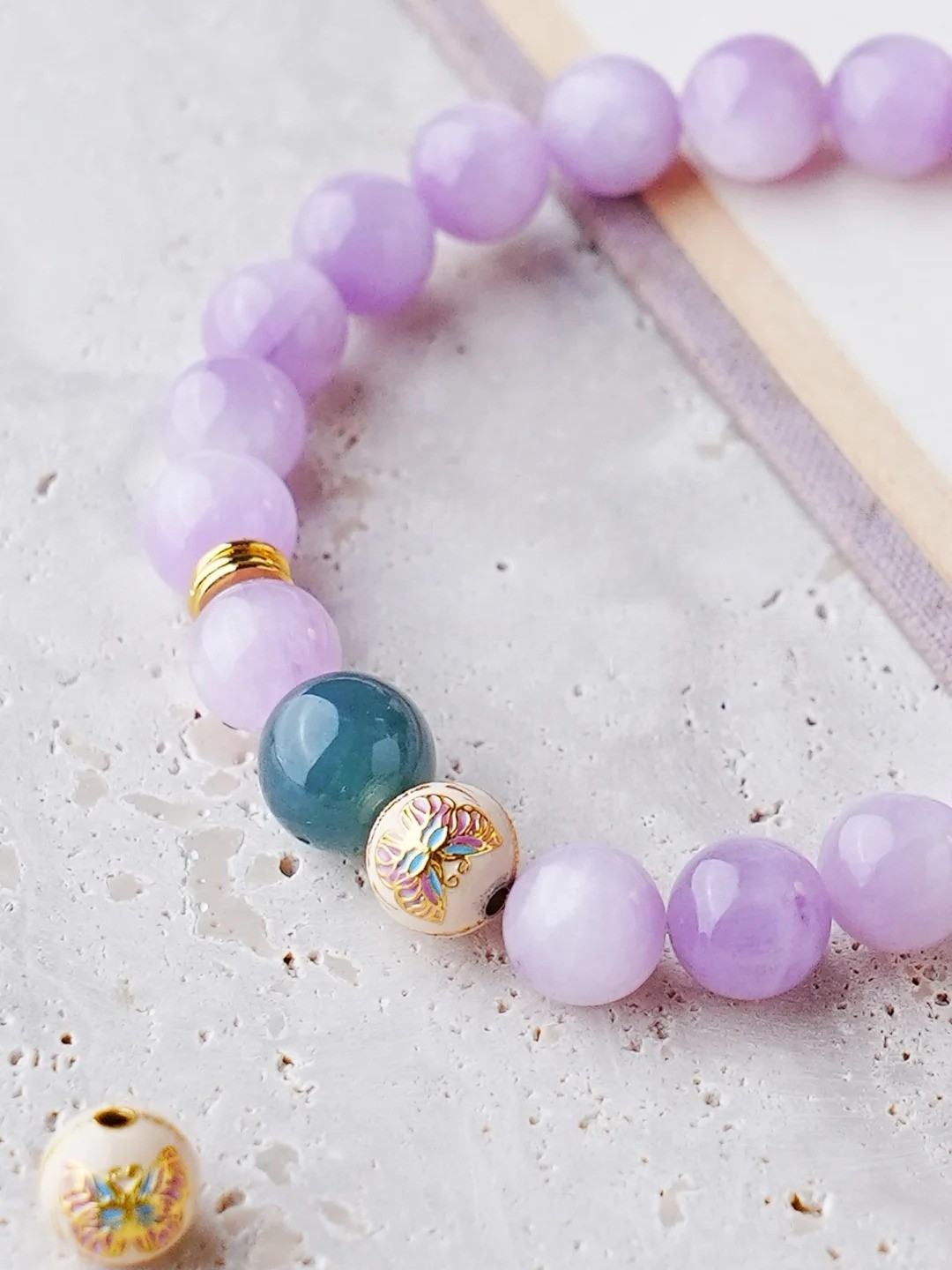 PURPLE CLOUD TERRACE Bracelet|Handmade New Chinese style Jewelry|Kunzite, Blue Water Jadeite,Silver|