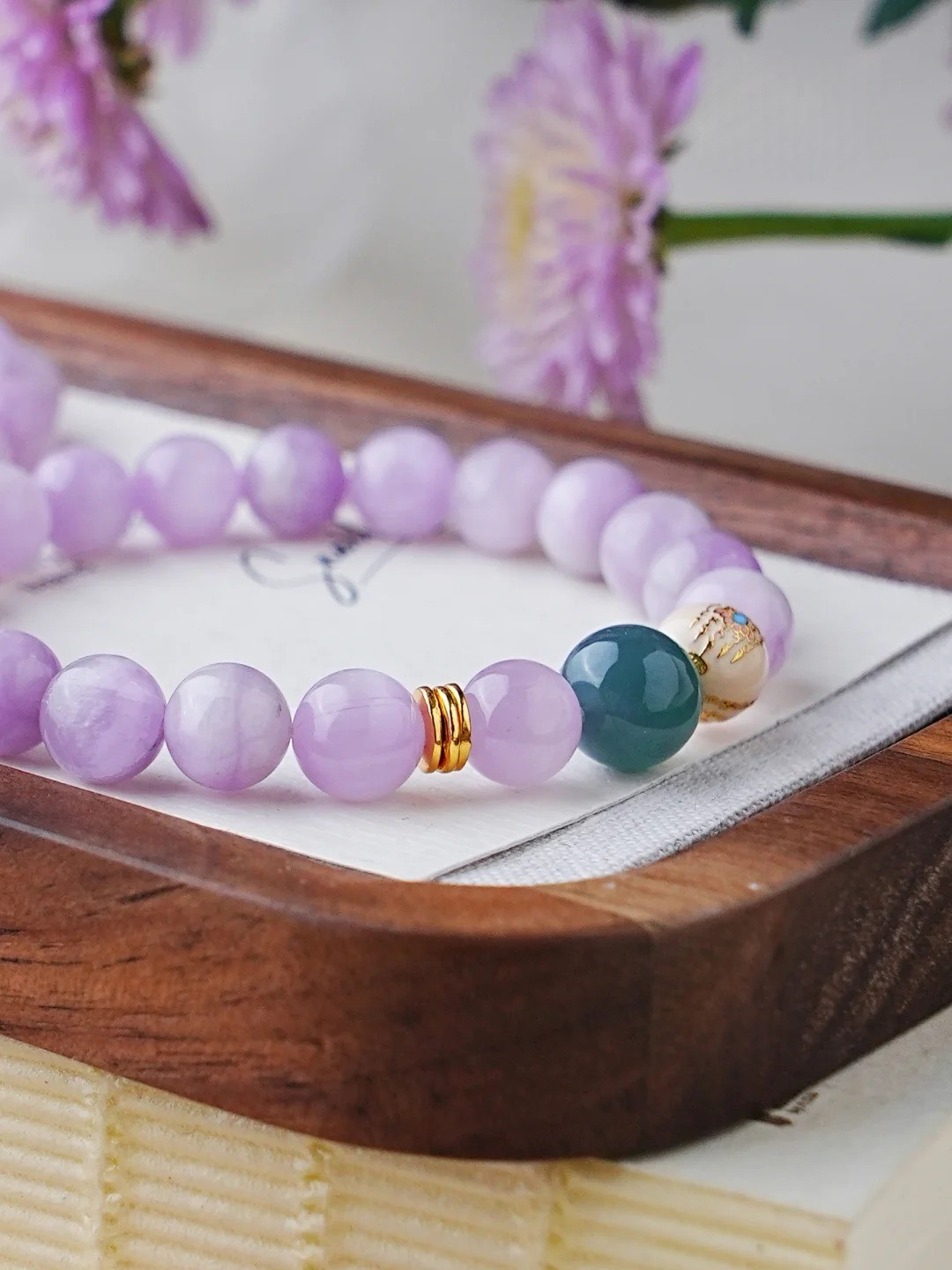 PURPLE CLOUD TERRACE Bracelet|Handmade New Chinese style Jewelry|Kunzite, Blue Water Jadeite,Silver|