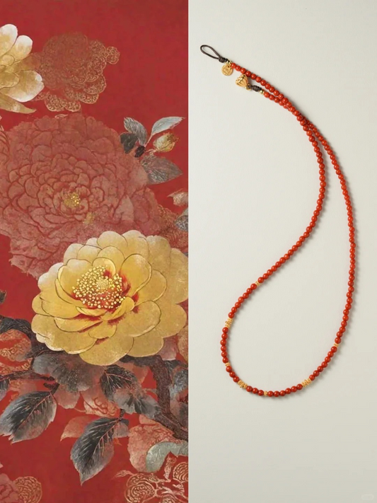 PERSIMMON RED Necklace|Handmade New Chinese style Jewelry|Southern Red Agate, Turquoise,Sliver|