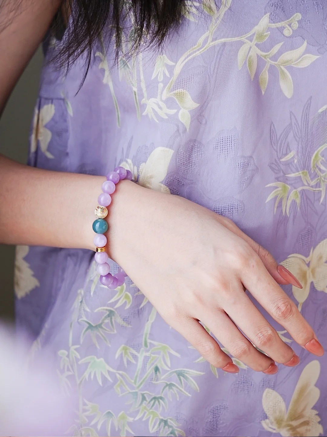 PURPLE CLOUD TERRACE Bracelet|Handmade New Chinese style Jewelry|Kunzite, Blue Water Jadeite,Silver|